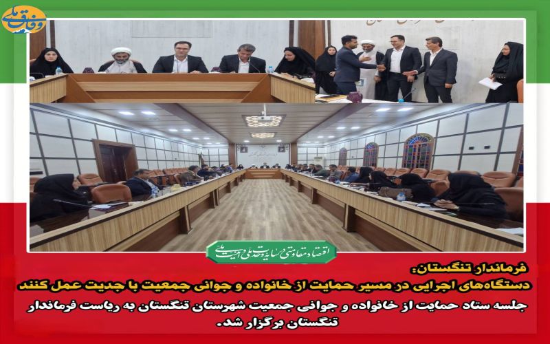 فرماندار تنگستان: دستگاههای اجرایی در مسیر حمایت از خانواده و جوانی جمعیت با جدیت عمل کنند
